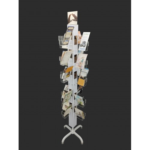 FixtureDisplays® 24-Pocket 5.5 Wide Pocket (Fits 5x7) Vertical Greeting  Card Display Spinning Greeting Holiday Card Rack Floor Stand Pocket Size:  5.8Wide X 8High, 24 Pockets. 11703-Wht 