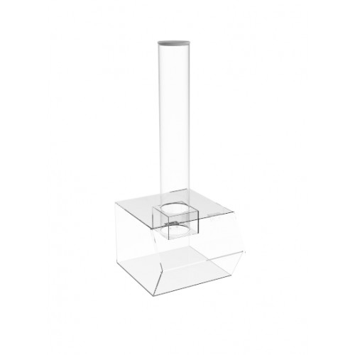 Fixturedisplays 5-Sided 11.5x11.5x30 Clear Pedestal Acrylic Box Plexiglass Raffle Ticket Box Lucite Pedestal Dump Bin, Donation Bin New Knock Down