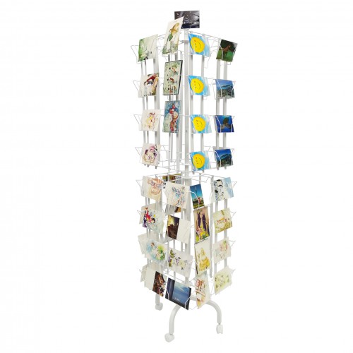 Up to 9.9 Wide 16 Adjustable Pockets Display Rack, Greeting Post Card  Christmas Holiday Spinning Rack Stand. Pocket Size: 4.5-9.9 Wide X 5.8  Tall, 16 Pockets 11602-L-DOUBLE-BLK 