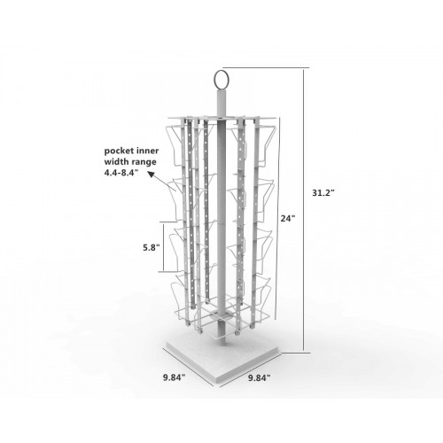 FixtureDisplays® 24-Pocket 5.5 Wide Pocket (Fits 5x7) Vertical Greeting  Card Display Spinning Greeting Holiday Card Rack Floor Stand Pocket Size:  5.8Wide X 8High, 24 Pockets. 11703-Wht 