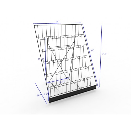 Fixturedisplays 4-Tiered 18 Wire Rack for Tabletop Use, 2.5 Open Shelves, with Header - Black 119362