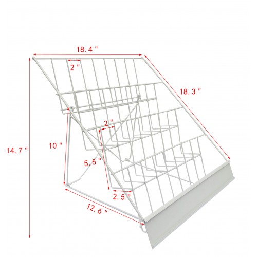 Fixturedisplays 4-Tiered 18 Wire Rack for Tabletop Use, 2.5 Open Shelves, with Header - Black 119362