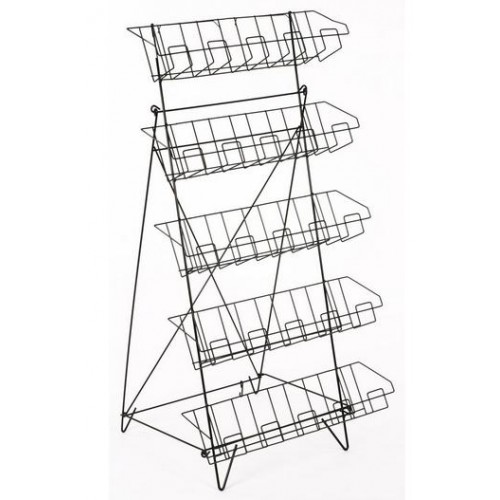 Fixturedisplays 4-Tiered 18 Wire Rack for Tabletop Use, 2.5 Open Shelves, with Header - Black 119362