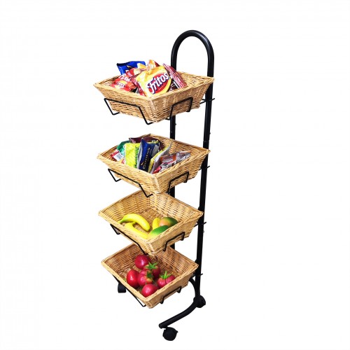 4 Tier Fruit Storage Basket Stand Kitchen Rolling Cart Vegetable