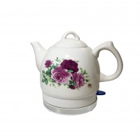 FixtureDisplays® Ceramic Electric Kettle with Peony Flower Pattern Two-tone  15000-NEW-2D