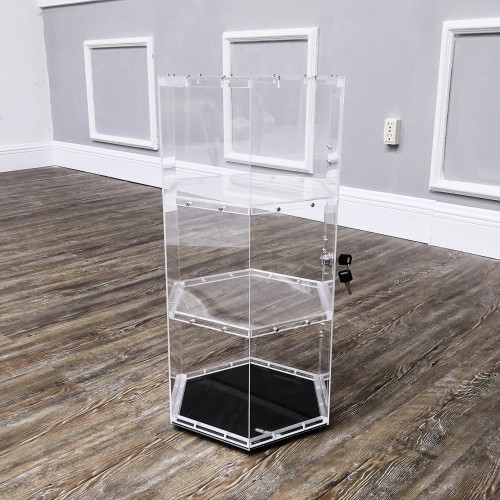Clear Cabinet Acrylic Display Removable Shelf Case Plexiglass Showcase with Lock and Key Transparent Fixturedisplays