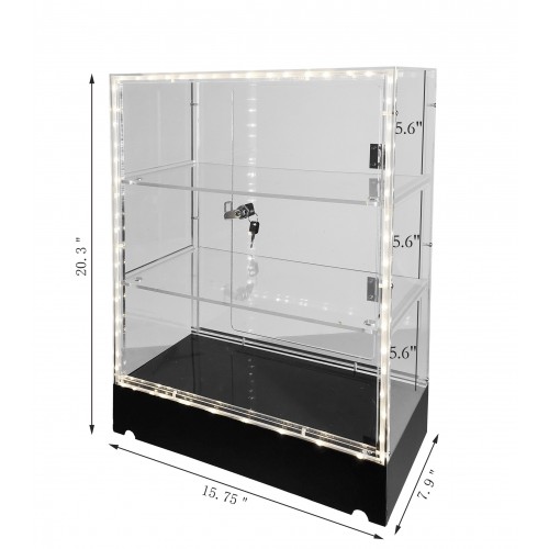 Clear Cabinet Acrylic Display Removable Shelf Case Plexiglass Showcase with  Lock and Key Transparent