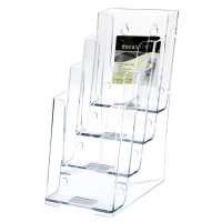 FixtureDisplays® White Countertop Book Shelf Display, Greeting Card Rack,  Step Rack for Literature, Magazines, Brochure, Tile Sample Paint Brochure