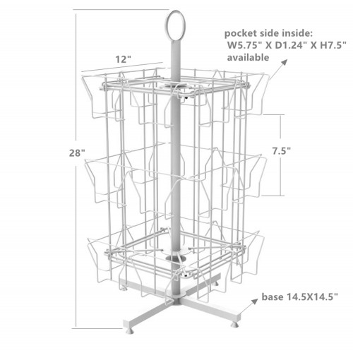 Up to 9.9 Wide 16 Adjustable Pockets Display Rack, Greeting Post Card  Christmas Holiday Spinning Rack Stand. Pocket Size: 4.5-9.9 Wide X 5.8  Tall, 16 Pockets 11602-L-DOUBLE-BLK 