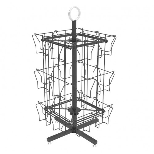 Up to 9.9 Wide 16 Adjustable Pockets Display Rack, Greeting Post Card  Christmas Holiday Spinning Rack Stand. Pocket Size: 4.5-9.9 Wide X 5.8  Tall, 16 Pockets 11602-L-DOUBLE-BLK 