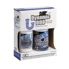 Dynamic Duo Extra Strength Drain Opener Crystal and Liquid Two Pack 4 Times Higher Active Ingredient, 1 pound crystal, 32 ozs Liquid Drain Opener, Generates Heat Not Recommended for Disposal, Toilet Bowl, Dish Washer 09150-BLACKSWAN-1PK