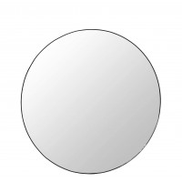 FixtureDisplays® 36 Inch Round Wall Mirror for Living Rooms, Washrooms, Entryways, Doubles as Wall Art, Hub Wall Mirror, Black Rubber Rim 10015