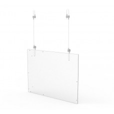 FixtureDisplays® Acrlic Plexiglass Shield Sneeze Guard 24x36 Landscape or Portrait Ceiling Mount Come with 16' Cable and Cable Grippers 10064+16943+4PC15256