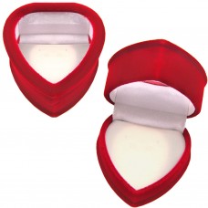 Red Velour Hinged Heart Gift Box With Window, Earrings, Pin 1020063-12PK