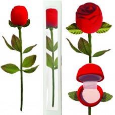Red Velour Long Stem Rose Gift Box in Presentation Box Ring 1020069-24PK
