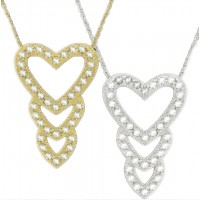 N860 Forever Gold Crystal Triple Heart Drop Pendant102738-Gold