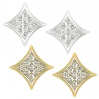 E115 Forever Gold & Silver Plated Crystal Curved Sq Earrings102804-Gold