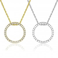 N828 Forever Gold Or Silver 20mm Eternity Circle Necklace102806-Gold