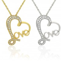 N879 Forever Gold Or Silver Curling Love Heart Necklace102807-Gold