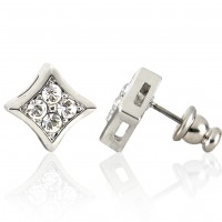 E105 Forever Silver Crystal Sm Curved Sq Earrings102835-Silver