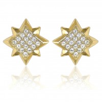 E124G Forever Gold Austrian Crystal SQ Grid Star Earrings102873