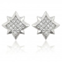 E124S Forever Silver Austrian Crystal SQ Grid Star Earrings102874