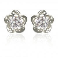 E141G Forever Silver Plated Crystal Flower Stud Earrings102880
