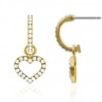 E267 Forever Gold Hoop With Dangle Heart Earrings102896-Gold