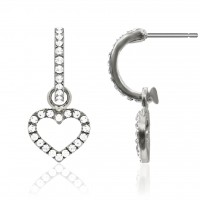 E267 Forever Silver Hoop With Dangle Heart Earrings102896-Silver