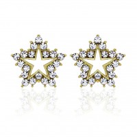 E269G Forever Gold Austrian Crystal Open Star Earrings102930