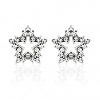 E269S Forever Silver Austrian Crystal Open Star Earrings102953