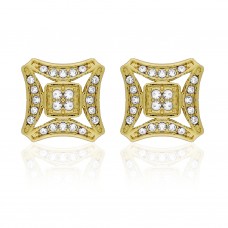 E248G Forever Gold Aust Crystal Curved Open Square Earrings102955