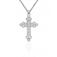 N823S Forever Silv Austrian Crystal TriCircle Cross Necklace102959