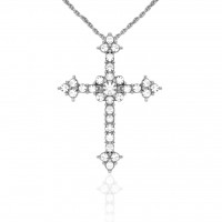 N865S Forever Silv Aust Crystal Triangle Tip Cross Necklace102970