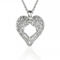 N874S Forever Silv Austria Crystal Angel Wing Heart Necklace102974