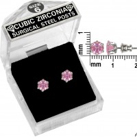 Forever Gold & Silver Pink Cubic Zirconia Stud Earrings Asst103000-4mm E054 G Pink