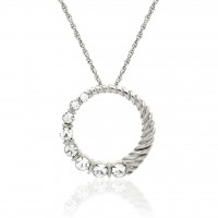 N805S Forever Silv Plated 25mm Twist Circle Pendant Necklace103016