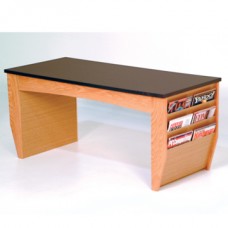 FixtureDisplays® Coffee Table with Magazine Pockets w/Black Granite Look Top 1040247