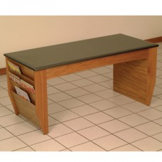 FixtureDisplays® Coffee Table with Magazine Pockets w/Black Granite Look Top 1040249