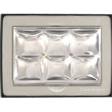 Women's Designer Silver Business Card Holder with Crystal 106165-Silver