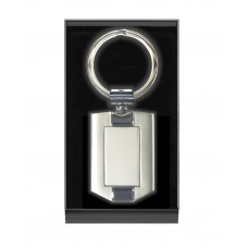 K3126 Designer Gloss & Matt Silver Rectangle Key Ring in Box 106167