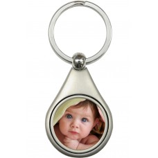 Tear Drop Key Ring - Matt Silver Plated with Photo Frame 106170