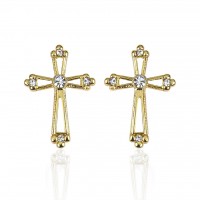 Forever Gold Plated Austrian Crystal Cross Earring E3CRG 106233