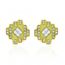 E243G Forever Gold Austrian Crystal Diamond Step SQ Earrings 106244