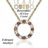 N587BG-02 Gold Birthstone Reversibl Aus Crystal Necklace Feb 106279