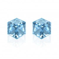 E066LB Sparkling Swarovski Crystal 6mm Cube Earrings Lt Blue 106287