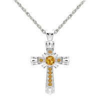 N111BS-11 Forever Silver Birthstone Cross Necklace November 106327