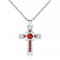 N111BS-07 Forever Silver Birthstone Cross Necklace - July 106331