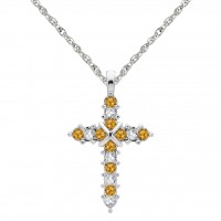 N110BS-11 Forever Silver Birthstone Cross Necklace November 106338