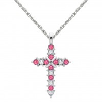 N110BS-10 Forever Silver Birthstone Cross Necklace - October 106340